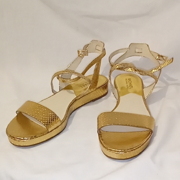 Michael Kors Metallic Gold Strappy Sandals - Picture 1 of 4